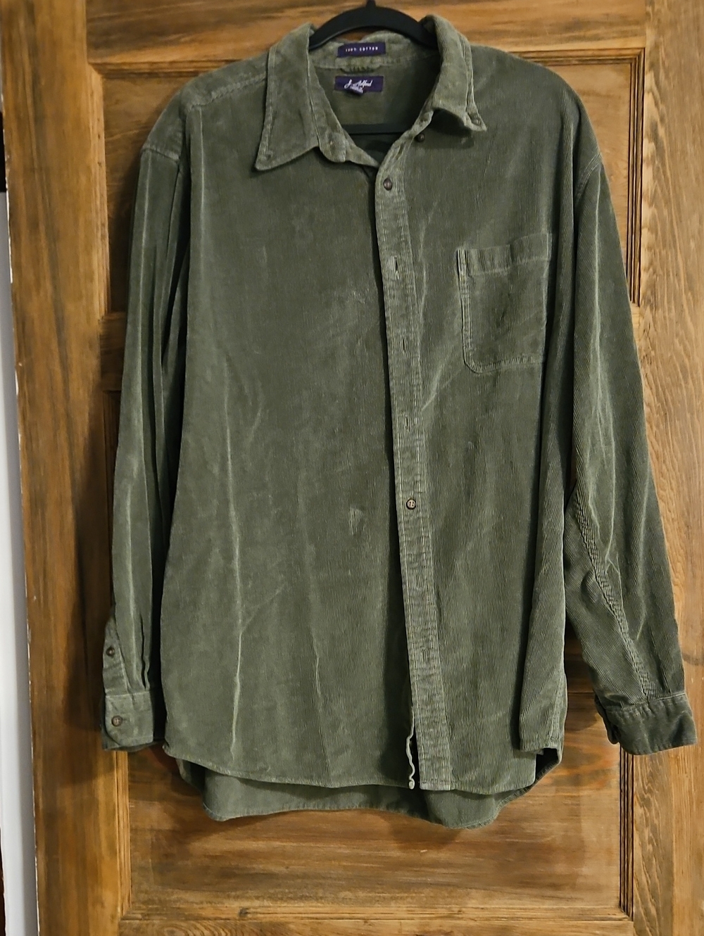L.L. Bean Olive Green Corduroy Button-Down Shirt